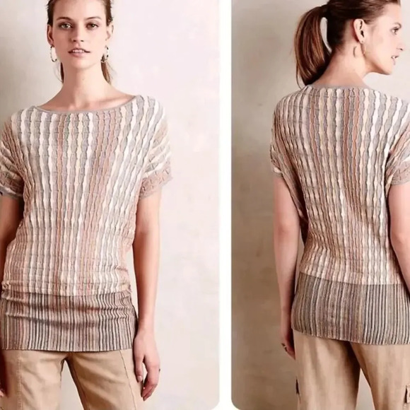 Anthropologie MOTH Nessa Pullover Textured Wool Blend Top Large - Picture 1 of 6